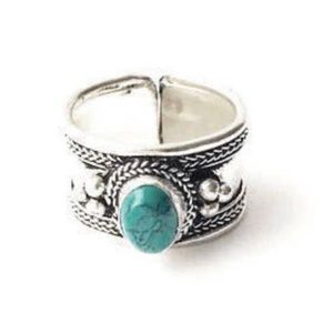 Adjustable Turquoise and Silver Ring